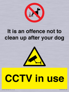 It is an offence not to clean up after your dog. CCTV in use